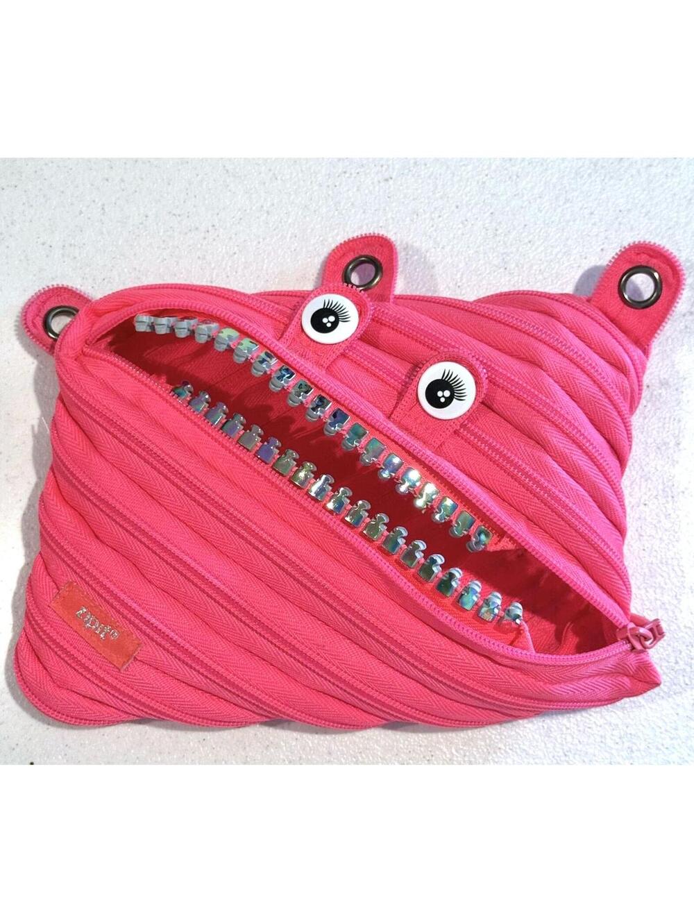 Two Adorable Bright Pink and Black ZIPIT Clutch Cosmetic Bag Pencil Cases